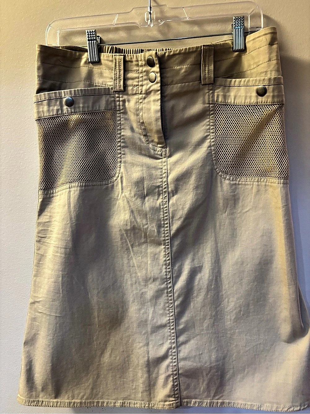 DKNY Utility A-Line Skirt in Beige Size 2 NWT